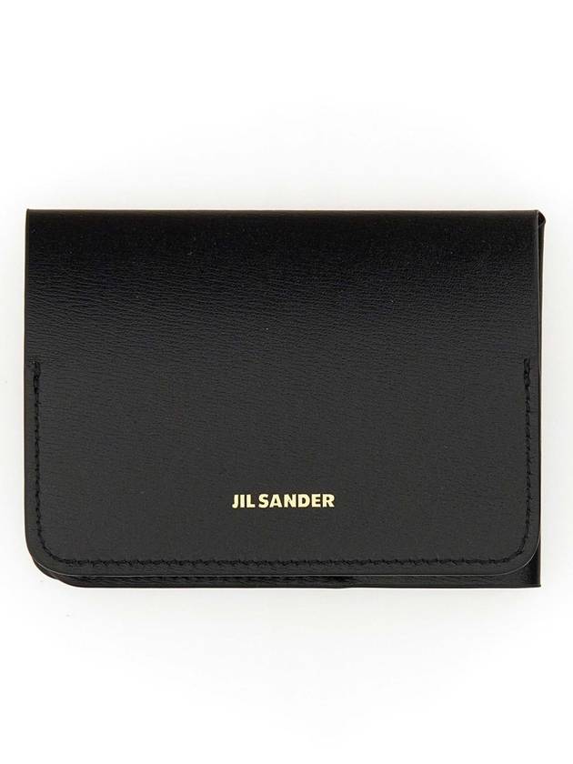 Nappa Leather Logo Folded Card Wallet Black - JIL SANDER - BALAAN 3