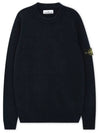 Logo Patch Lambswool Crewneck Knit Top Navy - STONE ISLAND - BALAAN 4