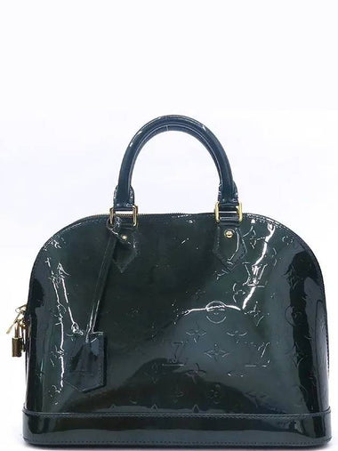 M91612 Monogram Vernis BLEU NUIT Dark Green Alma PM Tote Bag - LOUIS VUITTON - BALAAN 1