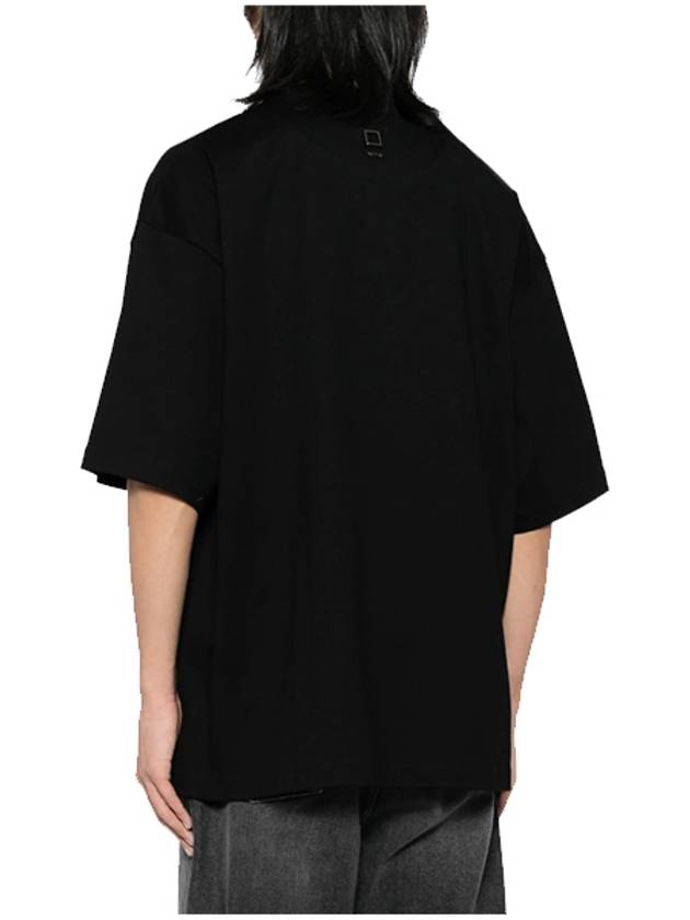 square embroidery overfit short sleeve t shirt black W243TS10 718B - WOOYOUNGMI - BALAAN 3