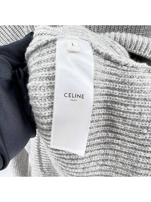 Ribbed wool knit hoodie gray L size - CELINE - BALAAN 7