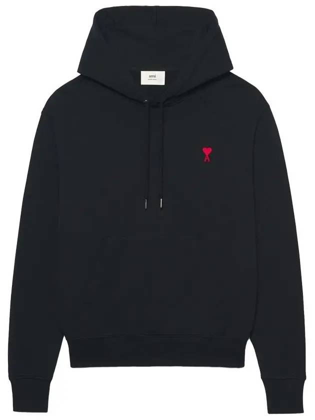 Heart Logo Cotton Hoodie Black - AMI - BALAAN 2