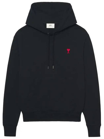 Heart Logo Cotton Hoodie Black - AMI - BALAAN 2