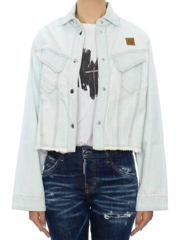 Women's Cropped Denim Jacket FC52DV2316FA - KENZO - BALAAN 1