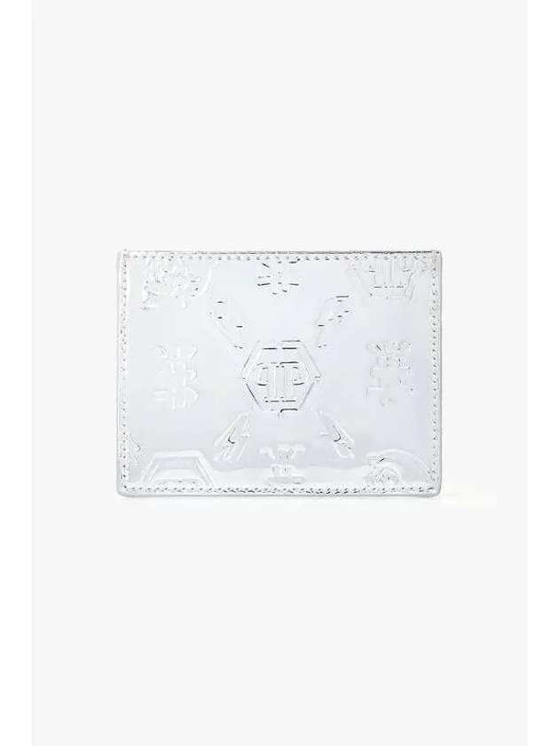 Men s Mirror Leather Monogram Card Holder Silver - PHILIPP PLEIN - BALAAN 1