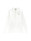 Women's Gold Logo Long Sleeve Polo Shirt White - BURBERRY - BALAAN 1