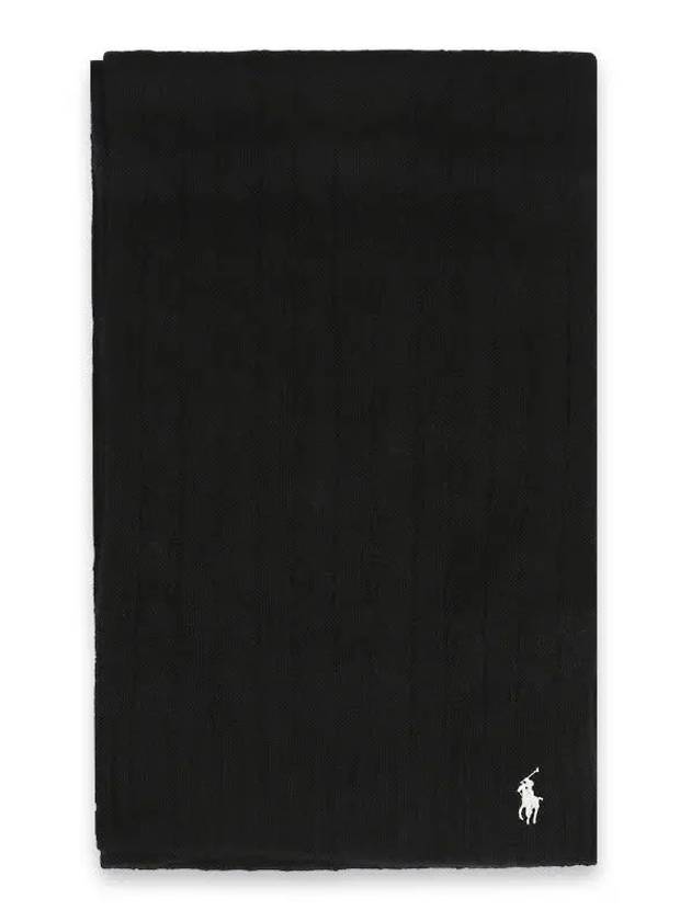 Pony Logo Embroidered Cable Knit Muffler Black - POLO RALPH LAUREN - BALAAN 2