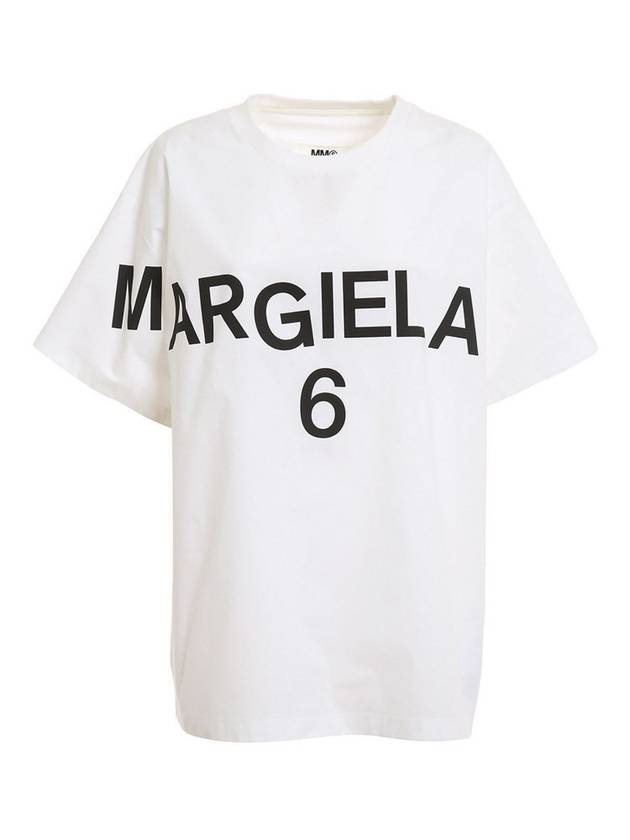 MM6 Logo Oversized Short Sleeve T-Shirt White - MAISON MARGIELA - BALAAN 1