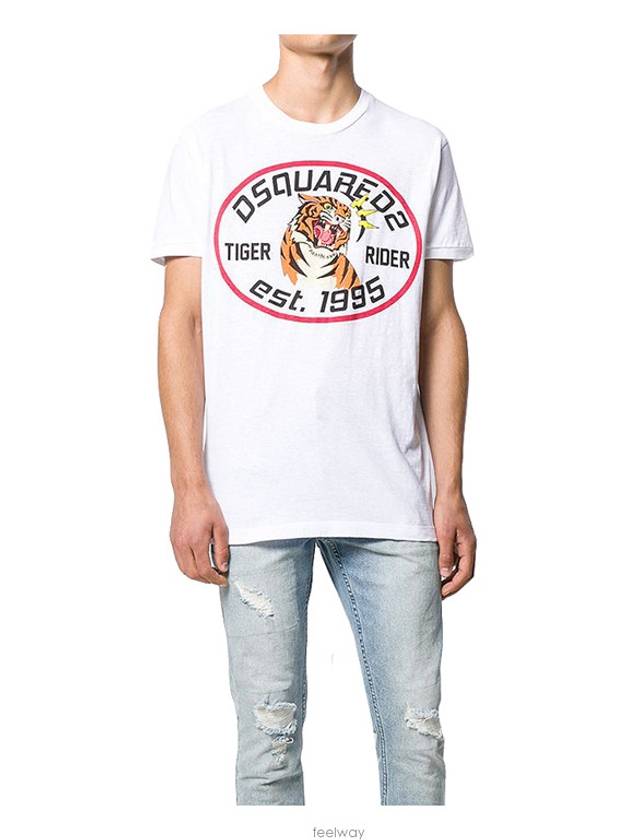 Tiger Big Logo Cotton Short Sleeve T-Shirt White - DSQUARED2 - BALAAN 5