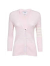 4 Bar Pointelle V Neck Cardigan Light Pink - THOM BROWNE - BALAAN 2