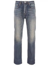 Logo Patch Washed Straight Denim Jeans Blue - BALENCIAGA - BALAAN 1