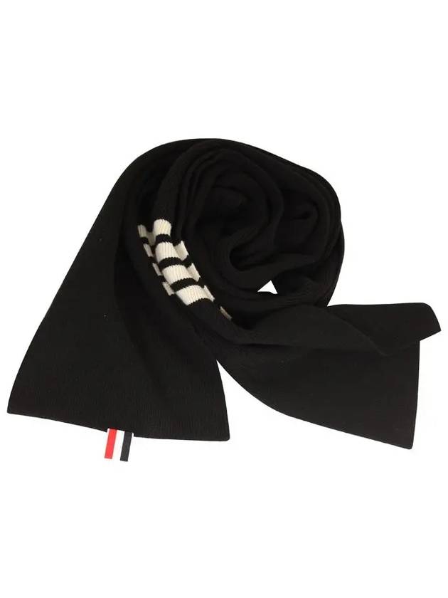 Striped Cashmere Muffler Black - THOM BROWNE - BALAAN 3