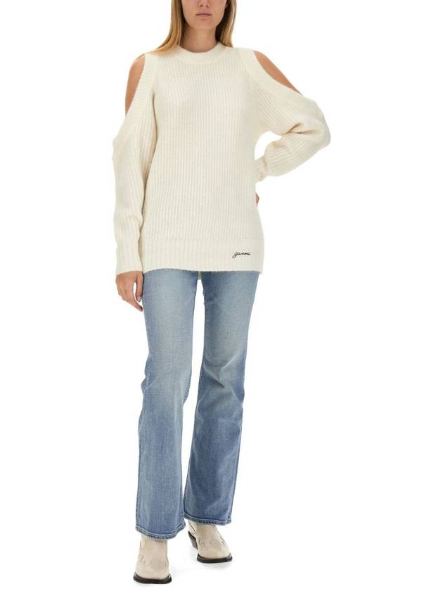 Jersey Logo Knit Top Ivory - GANNI - BALAAN 3