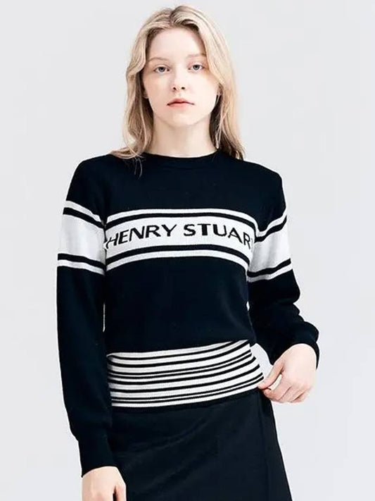 Golf Signature Logo Knit Sweater Black - HENRY STUART - BALAAN 1