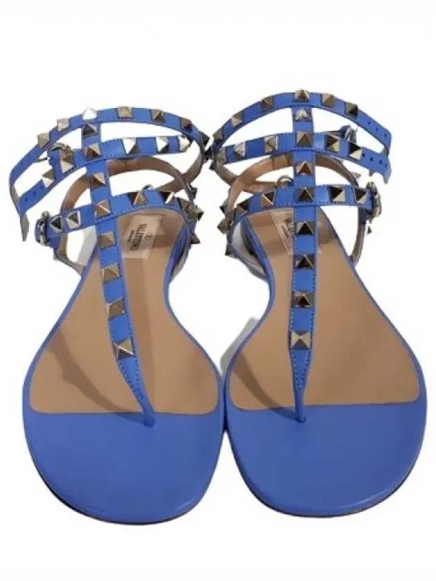 S0812 VOD GY7 Rockstud Sandals Blue - VALENTINO - BALAAN 3