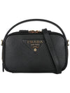 Logo Odette Leather Mini Shoulder Bag Black - PRADA - BALAAN 3