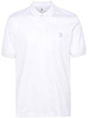 Embroidered Logo Cotton Short Sleeve Polo Shirt White - BRUNELLO CUCINELLI - BALAAN 2