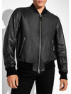 Grained Leather Two Way Zip Up Bomber Jacket Black - TOM FORD - BALAAN 2