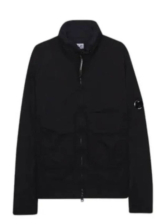 Lens Wappen Pocket High Neck Nylon Zip Up Jacket Black - CP COMPANY - BALAAN 1