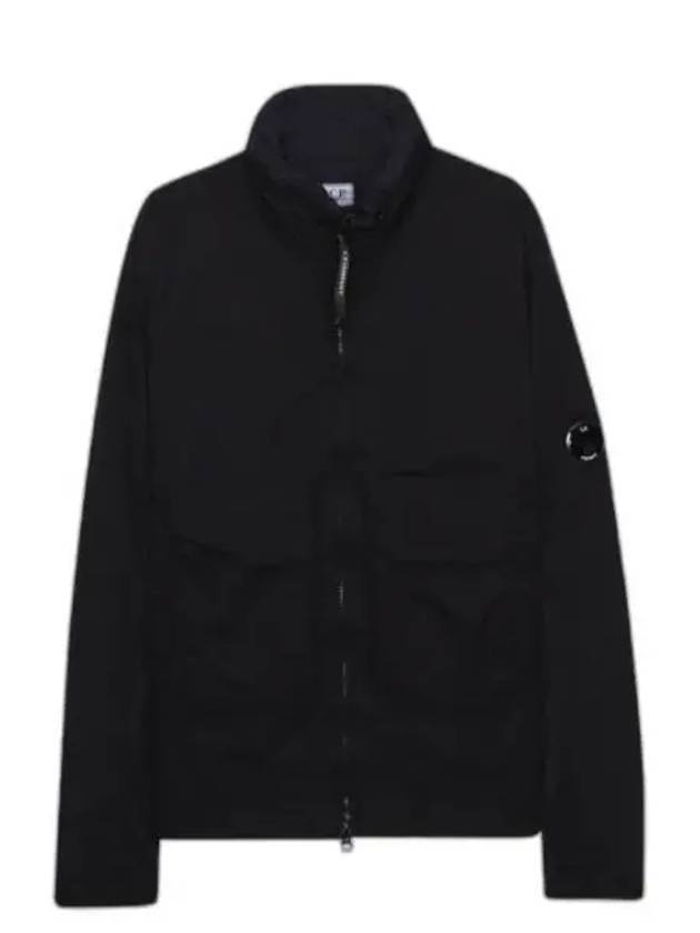 Lens Wappen Pocket High Neck Nylon Zip Up Jacket Black - CP COMPANY - BALAAN 1