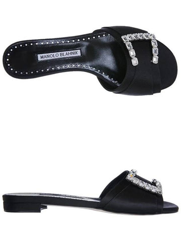 224 1701 0005 BLCK RAMIFLAT satin sandals - MANOLO BLAHNIK - BALAAN 1