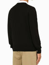 Red Heart Logo Merino Wool Cardigan Black - AMI - BALAAN 5