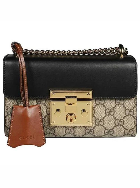 Padlock GG Supreme Small Canvas Shoulder Bag Beige Black - GUCCI - BALAAN 1