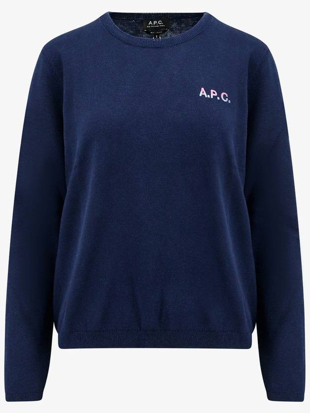 Embroidered Logo Knit Top Navy - A.P.C. - BALAAN 1