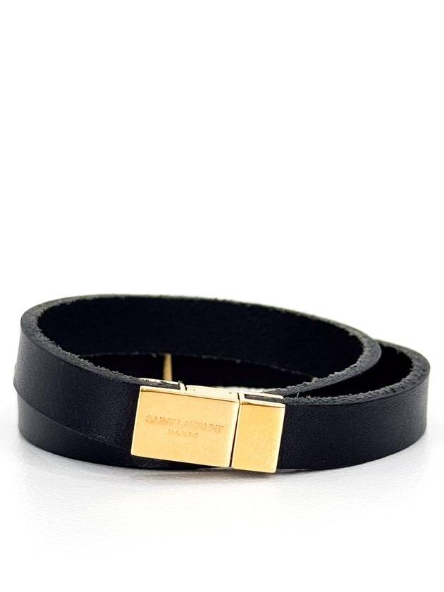 M Men s Opium Double Wrap Gold Leather Bracelet - SAINT LAURENT - BALAAN 3