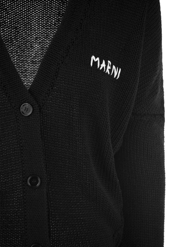 Logo Cotton Cardigan Black - MARNI - BALAAN 5