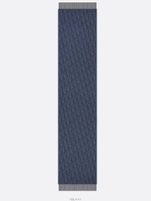 OBLIQUE Double sided Scarf Blue Navy Cashmere - DIOR - BALAAN 5