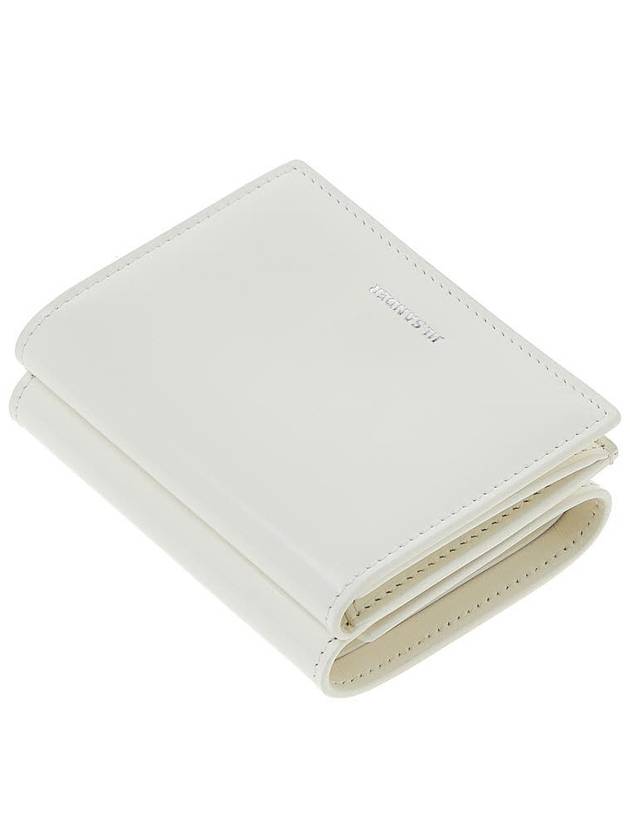 Logo Tri-Fold Leather Half Wallet White - JIL SANDER - BALAAN 5