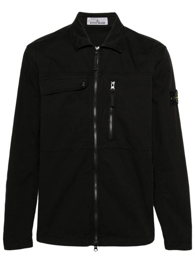 Supima Cotton Twill Stretch-TC Jacket Black - STONE ISLAND - BALAAN 2