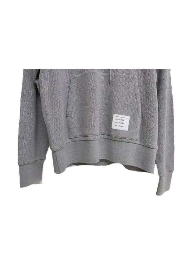 4 Bar Honeycomb Pique Cotton Hoodie Grey - THOM BROWNE - BALAAN 3