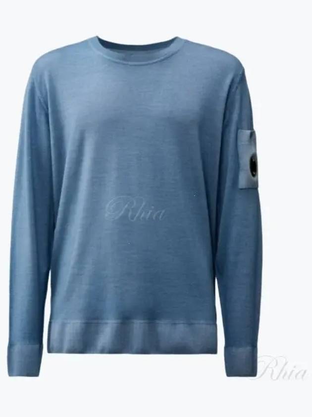 Merino Wool Fast Dyed Crew Neck Knit Top Blue - CP COMPANY - BALAAN 2