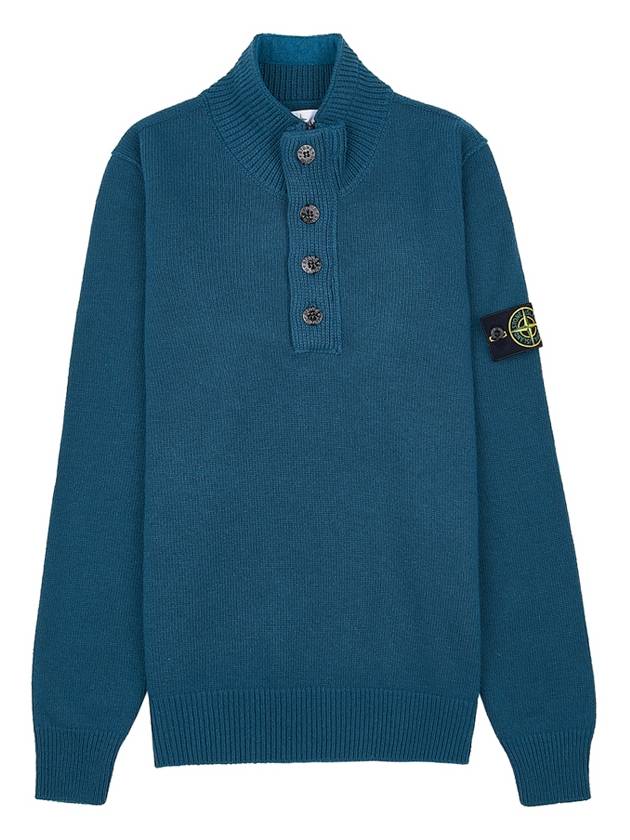 Wappen Patch Button Knit Top Petrol Green - STONE ISLAND - BALAAN 11