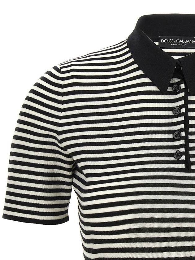 Dolce & Gabbana Striped Cropped Polo Shirt - DOLCE&GABBANA - BALAAN 3