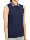 Women's Pleated Collar Sleeveless PK Shirt Navy - G/FORE - BALAAN 4