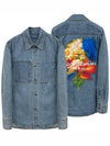 Men's Swaying Flower Denim Long Sleeve Shirt Blue - WOOYOUNGMI - BALAAN 2