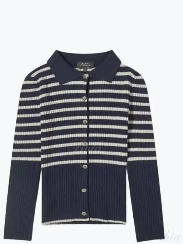 Striped Collar Cardigan Dark Navy - A.P.C. - BALAAN 2