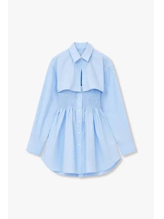 Smoked cotton shirt dress blue - ALEXANDER WANG - BALAAN 1