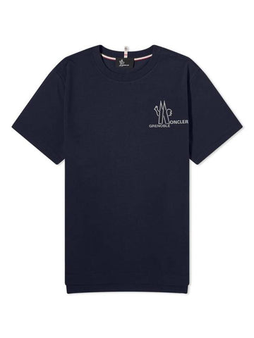 Grenoble Logo Short Sleeve T-Shirt Dark Blue - MONCLER - BALAAN 1