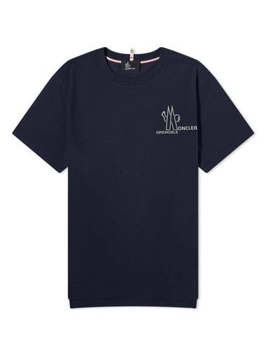 Grenoble Logo Short Sleeve T-Shirt Dark Blue - MONCLER - BALAAN 1