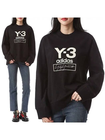 Y 3 M STKD CRW Big Logo Sweatshirt FJ0432 - YOHJI YAMAMOTO - BALAAN 1