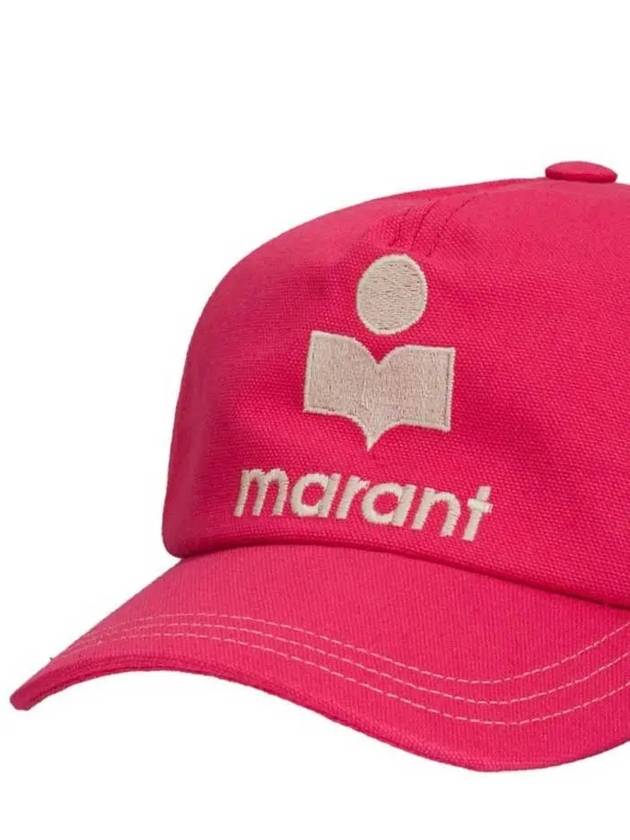 Isabel Marant TYRON Logo Embroidered Cotton Baseball Cap Hat Pink - ISABEL MARANT - BALAAN 3