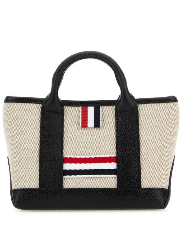 RWB Stripe Cotton Canvas Mini Tool Tote Bag Black Beige - THOM BROWNE - BALAAN 2