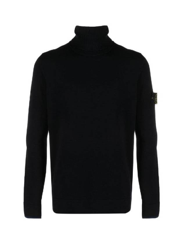 Wappen Patch Wool Turtleneck Navy - STONE ISLAND - BALAAN 1