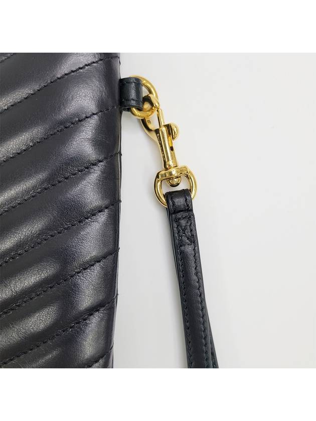 Matelasse Monogram Logo Strap Clutch Bag Black - SAINT LAURENT - BALAAN 5