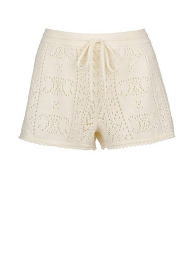 Triomphe Pointelle Shorts Off White - CELINE - BALAAN 1