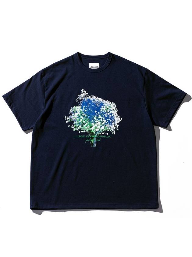 Colorful Preserved Flower Short Sleeve T-Shirt Navy - GRAN TURISMO - BALAAN 1